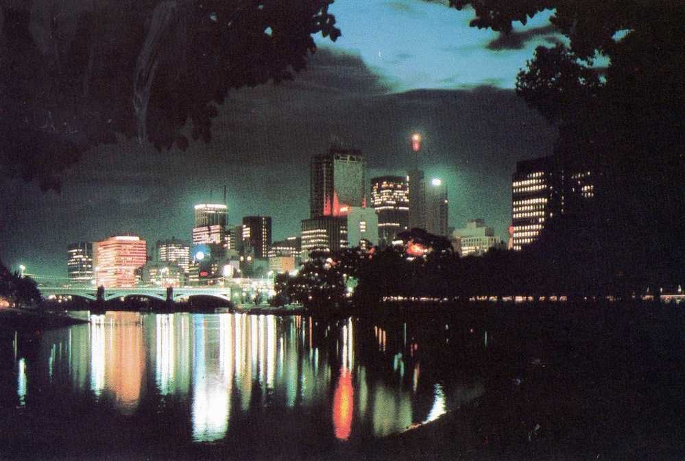 Australia 1976 Melbourne - Night Lights Reflected In Yarra River Prepaid PC Unused - Melbourne