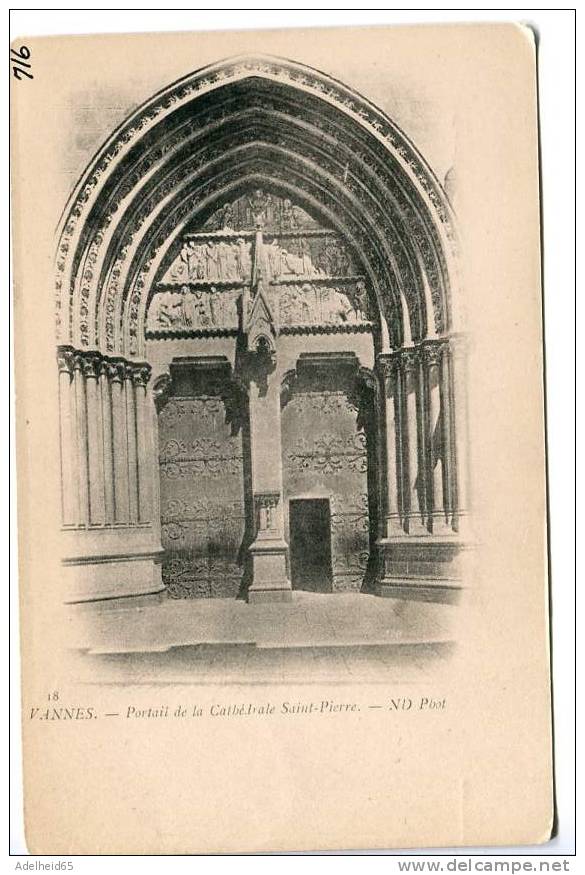 Ca 1900 Dos Non Divisé Vannes Cathédrale Saint-Pierre Portail, ND Phot - Vannes