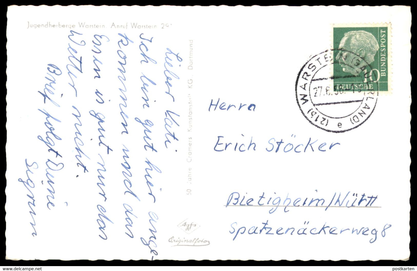 ÄLTERE POSTKARTE WARSTEIN JUGENDHERBERGE Youth Hostel Auberge De Jeunesse Sauerland Ansichtskarte AK Cpa Postcard - Warstein