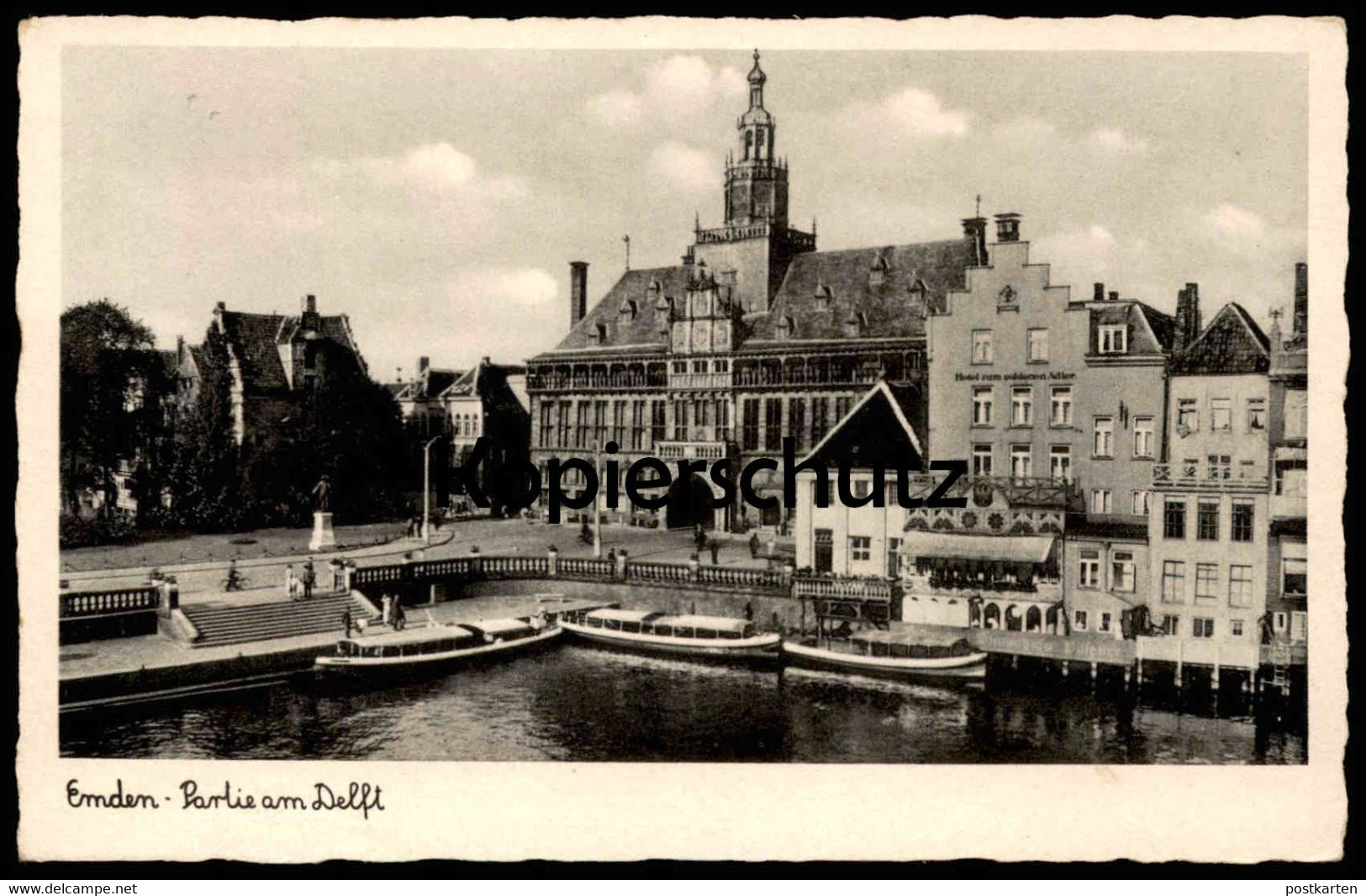 ALTE POSTKARTE EMDEN PARTIE AM DELFT HOTEL ZUM GOLDENEN ADLER Ansichtskarte AK Cpa Postcard - Emden