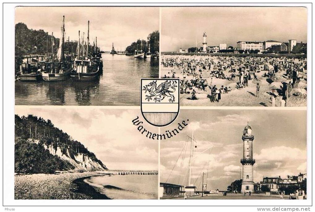 D884   WARNEMÜNDE : 4-picture Postcard ( Light-house) - Rostock