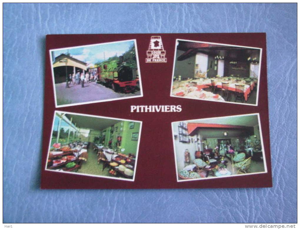 VDS CARTE POSTALE PITHIVIERS 4 BELLES ANIMATIONS DU RESTAURANT -HOTEL LA CHAUMIERE  ET LE PETIT TRAIN - Pithiviers