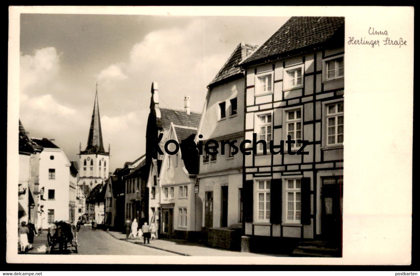 ALTE POSTKARTE UNNA HERTINGER STRASSE HERTINGERSTRASSE Pferdefuhrwerk Ansichtskarte AK Cpa Postcard - Unna