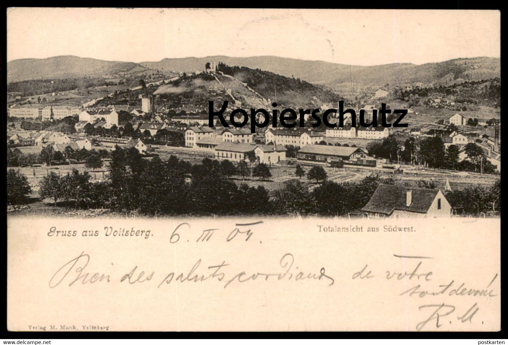 ALTE POSTKARTE GRUSS AUS VOITSBERG TOTALANSICHT AUS SÜDWEST BAHNHOF Gleisanlagen Waggon Steiermark Gare Railway Station - Voitsberg