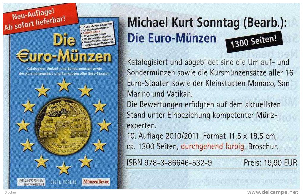 Die EURO-Münzen Katalog 2011 neu 20€ Deutschland Euroländer Gedenkmünzen Numis-Briefe Numisblätter Gold Münzen von Gietl