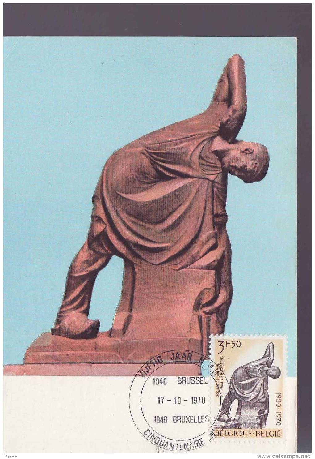 BELGIQUE CARTE MAXIMUM NUM.YVERT 1554 SCULPTURE GEORGES MINNE - 1961-1970