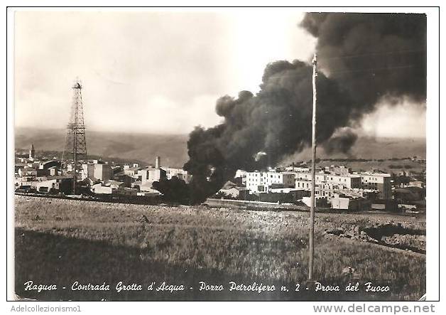 47683)cartolina Illustratoria Ragusa - Pozzo Petrolifero In Prova Del Fuoco - Ragusa