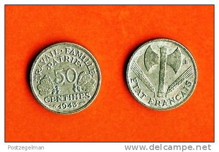 FRANCE 1942-1943 50 Centimes Aluminium Km914.1 - Other & Unclassified