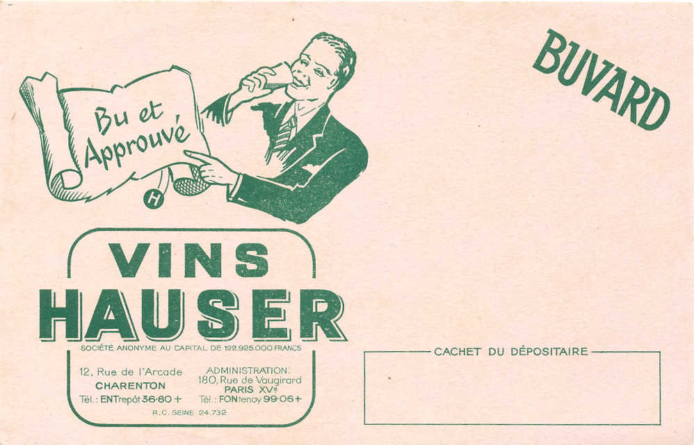 BU 349/ BUVARD     VINS HAUSER - Liquor & Beer