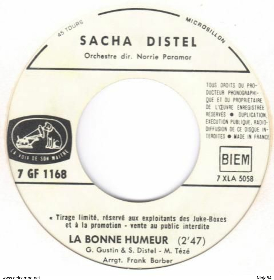 SP 45 RPM (7")  Sacha Distel  "  T'ai-je Dis Que Je T'aime  "  Juke-box  Promo - Collector's Editions