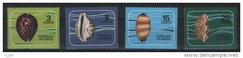 TOKELAU  ISL  Shells Set  4 Stamps  MNH - Coneshells