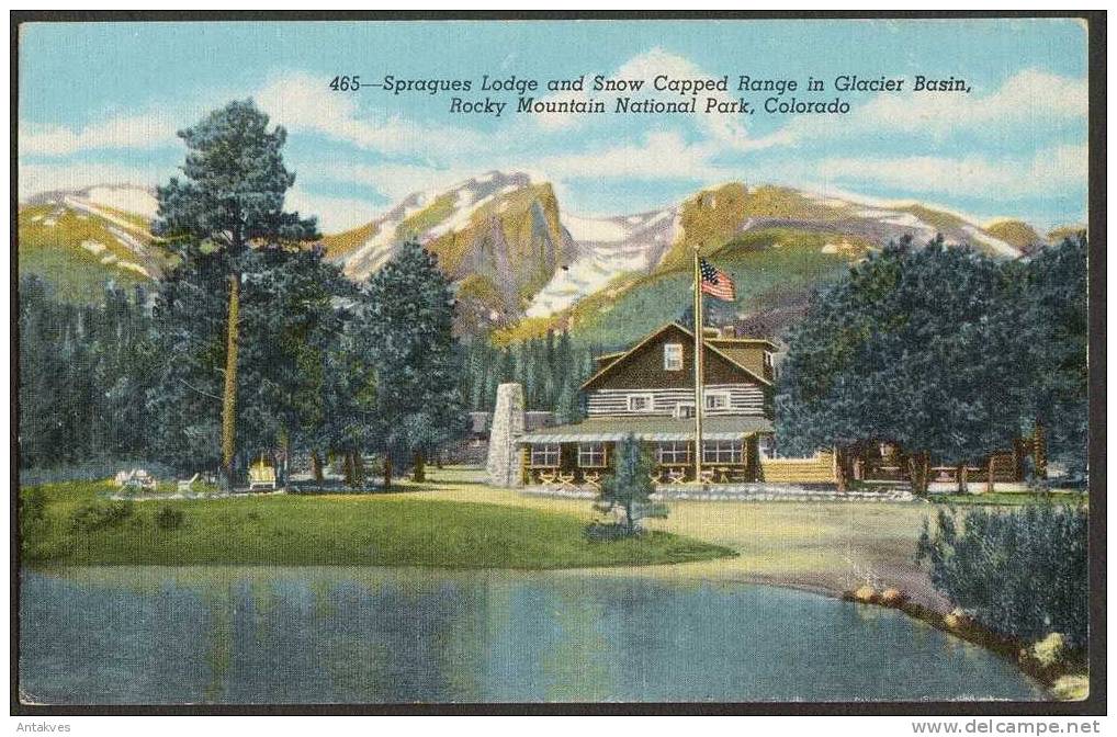 USA PC Spragues Lodge & Snow Capped Range In Glacier Basin, Colorado - Rocky Mountains