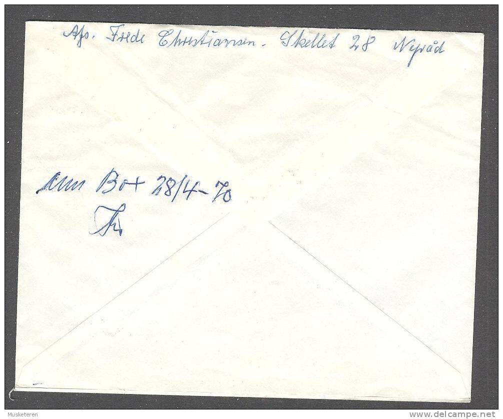 Denmark Registered Einschreiben Recommandé VORDINGBORG Nr. 593 Label Cover 1970 To Silkeborg - Briefe U. Dokumente