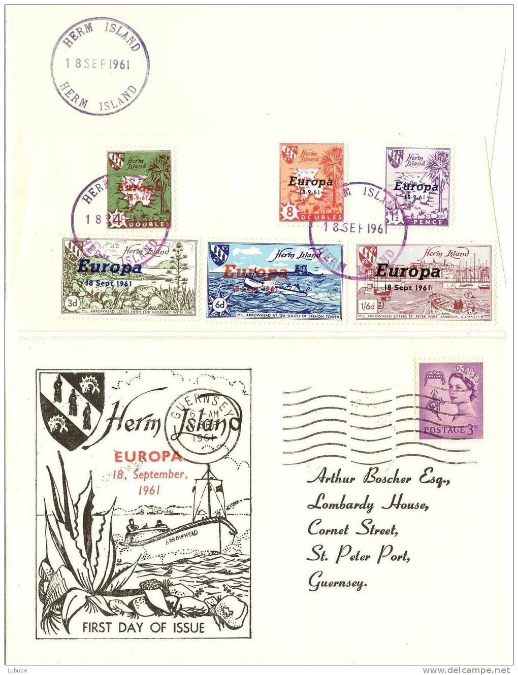 FDC  "Herm Island - Europa"     1961 - Local Issues
