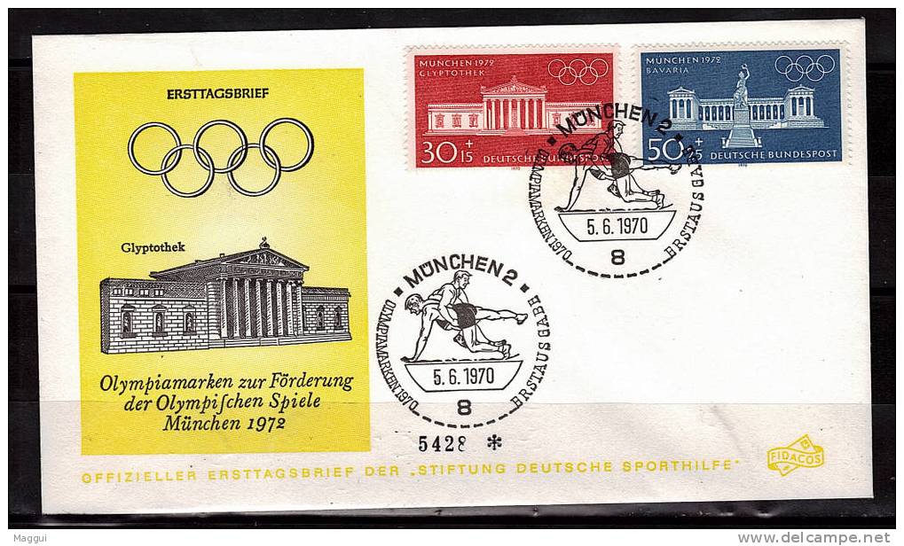 ALLEMAGNE  FDC   Cachet MUNCHEN 2  Le 5-6- 1970  Jo 1972   Lutte - Wrestling