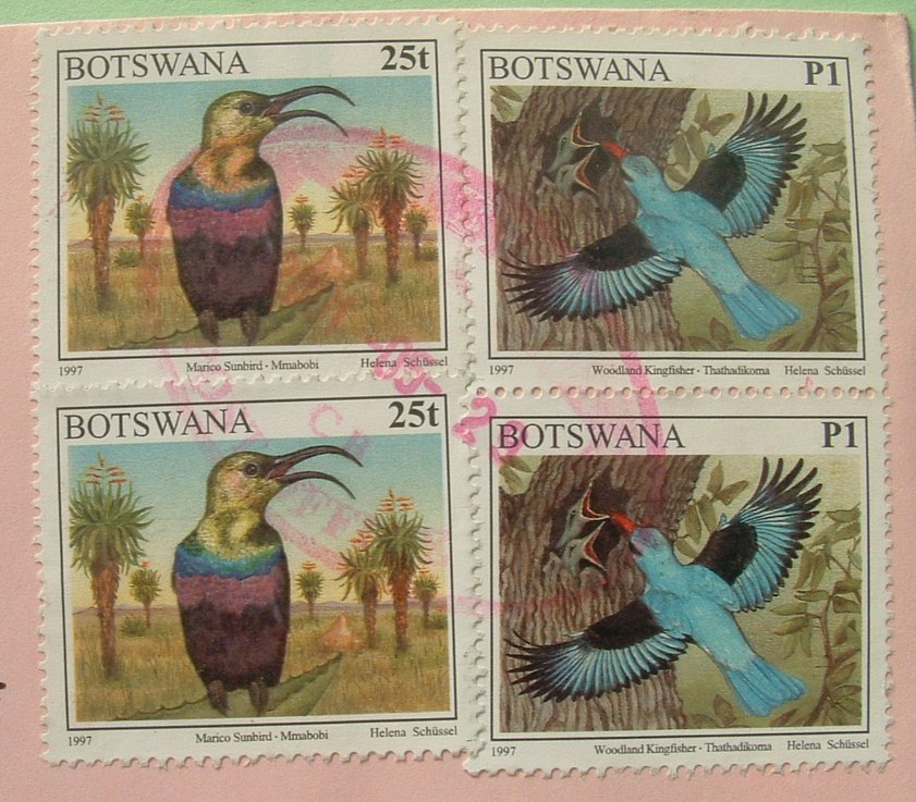 Botswana 2001 Cover To USA - Birds Kingfisher Sunbird - Botswana (1966-...)