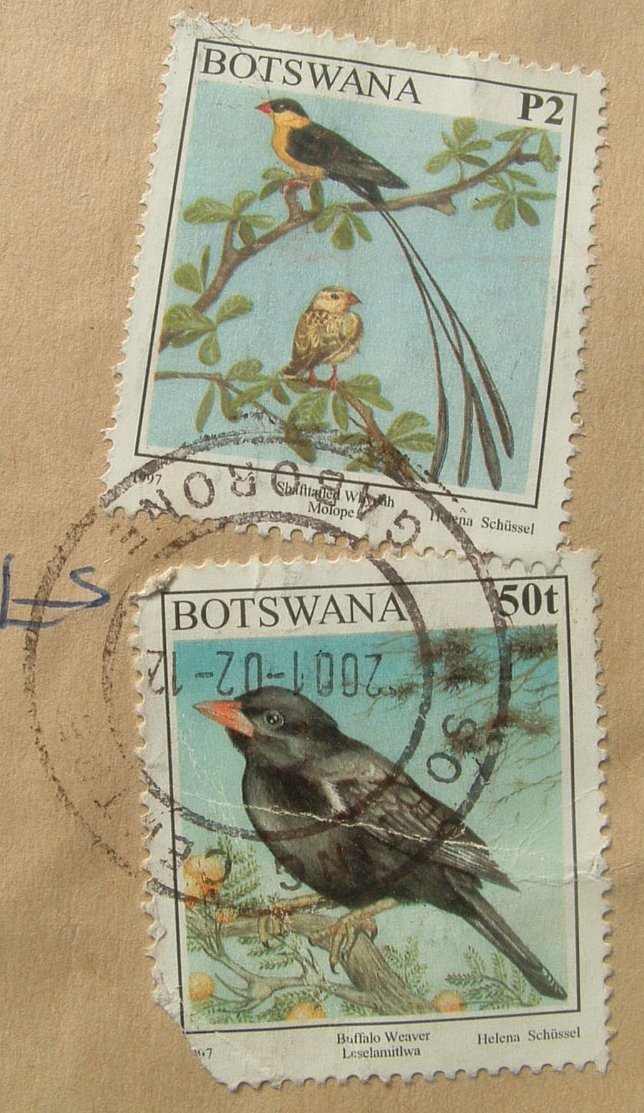 Botswana 2001 Cover To USA - Birds - Botswana (1966-...)