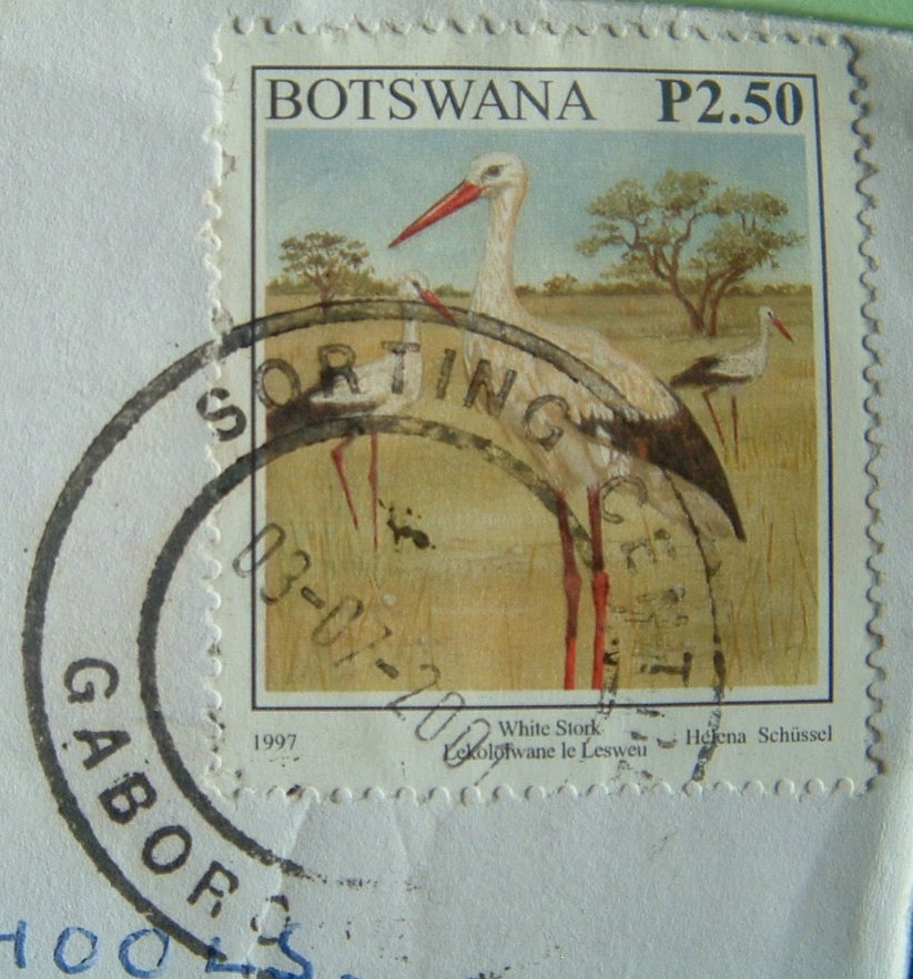 Botswana 2001 Cover To USA - Bird White Stork - Botswana (1966-...)