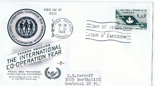 1965  International Cooperation Year Sc 437  FDC  Rose Craft Cachet - 1961-1970