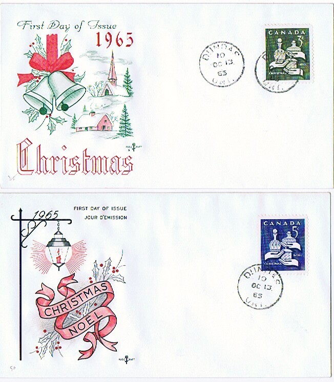 1965 Christmas Sc 443-4  Rose Craft Cachet - 1961-1970