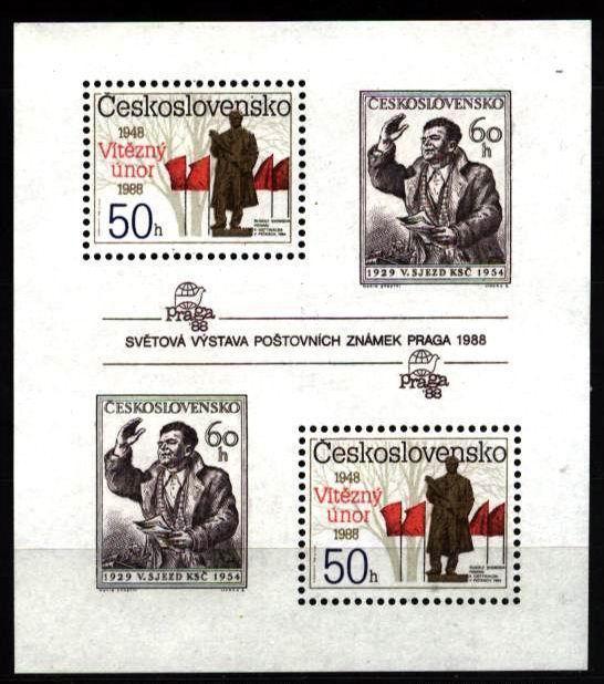 CS 1988 Mi 2944-6 BL 77A ** February Revolution - Unused Stamps