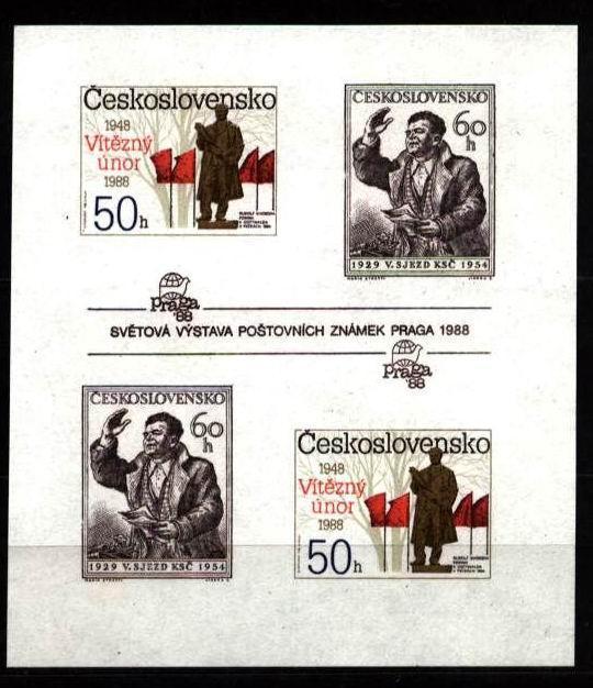 CS 1988 Mi 2944-6 BL 77B ** February Revolution - Unused Stamps