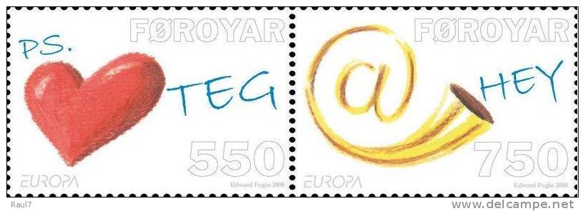 EUROPA -CEPT 2008-THE LETTER // FEROYAR   SET OF 2 MNH - 2008