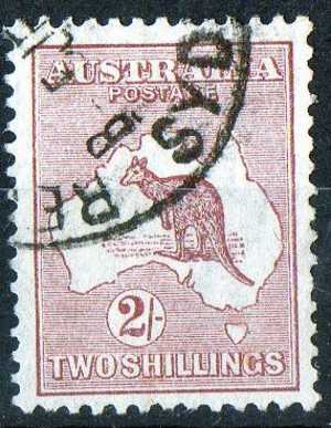 Australia 1923 2 Shillings Maroon Kangaroo 3rd Watermark (Wmk 10) Used - Actual Stamp - Sydney - SG74 - Oblitérés