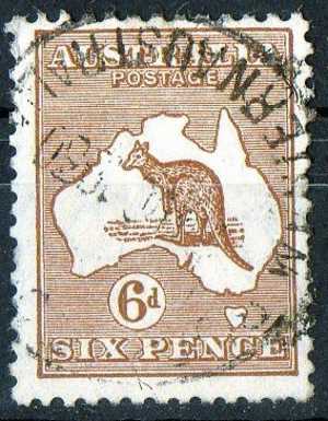 Australia 1929 6d Chestnut Kangaroo Small Mult Watermark (Wmk 203) Used  - Actual Stamp - WA - SG107 - Used Stamps