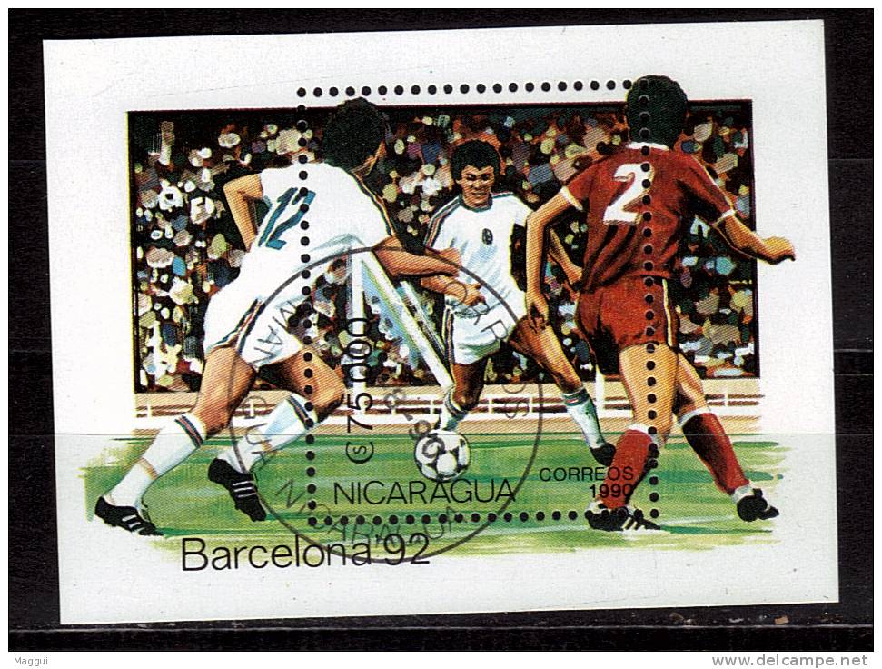 NICARAGUA    BF  Obliteré    Jo 1992    Football Soccer Fussball - Used Stamps