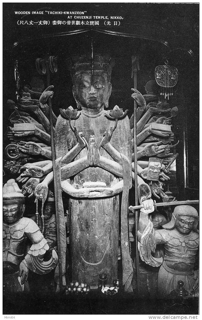 WOODEN IMAGE . TACHIKI-KWANZEON . AT CHUZENJI TEMPLE, NIKKO . - Kobe