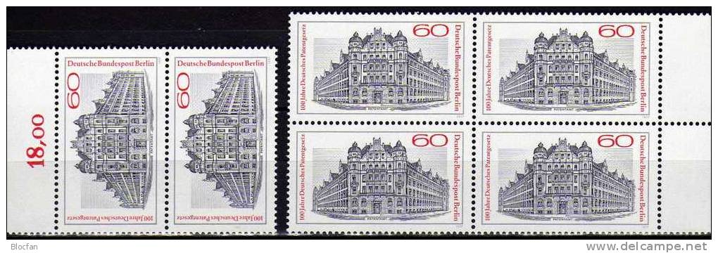 100 Jahre Patente 1977 Berlin 550, ZD+ 4-Block ** 14€ Architektur Des Reichs-Patentamt Kreuzberg Bloc Sheet From Germany - Química