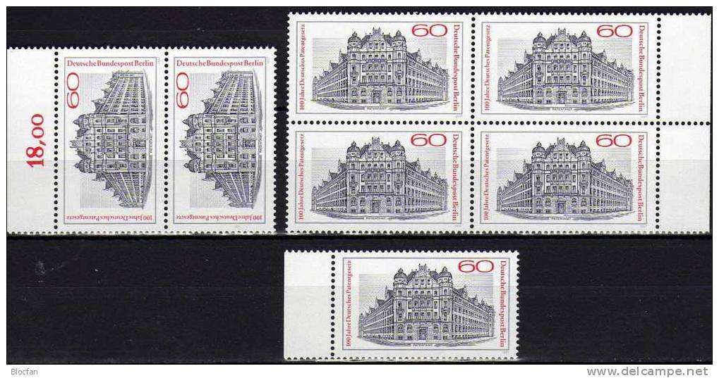 100 Jahre Patente 1977 Berlin 550, ZD+ 4-Block ** 14€ Architektur Des Reichs-Patentamt Kreuzberg Bloc Sheet From Germany - Química