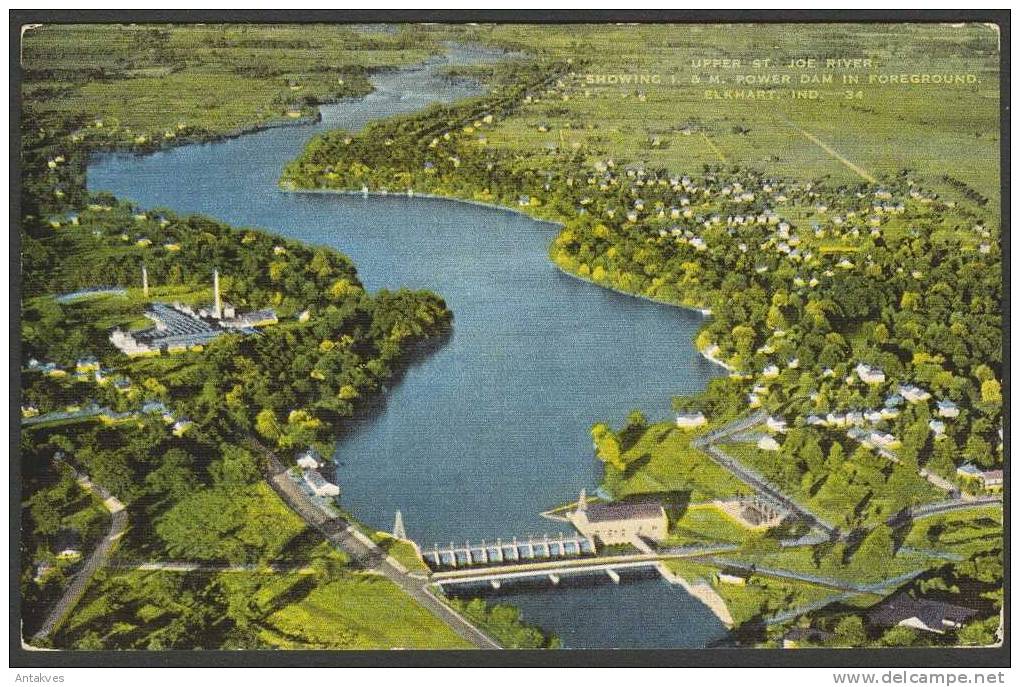 USA PC St. Joe River, Power Dam In Foreground, Elkhart, Indiana - Otros & Sin Clasificación