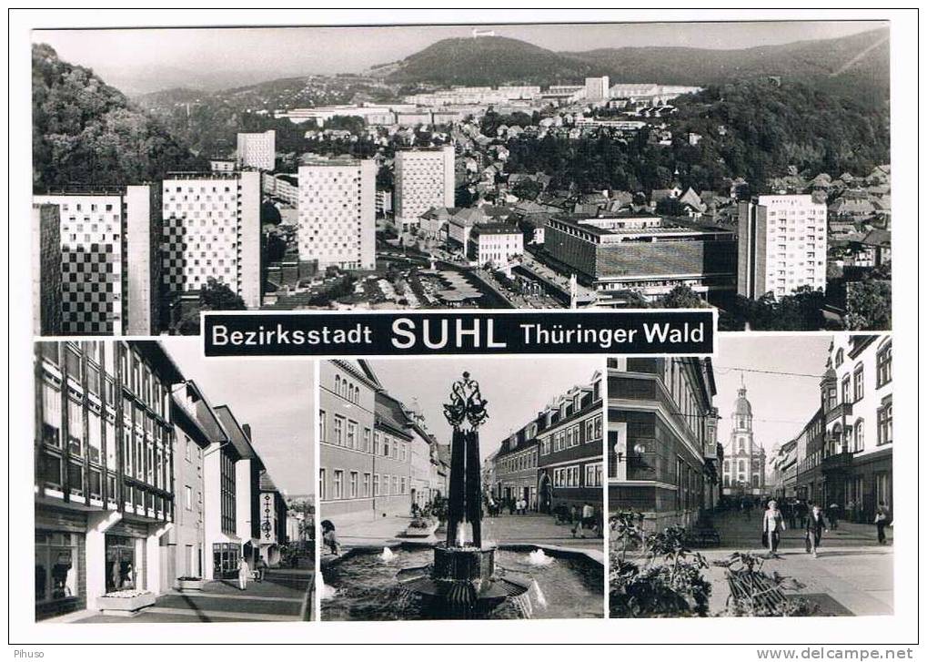 D721   SUHL :  Grusse Aus -4 Picture Postcard (2) - Suhl