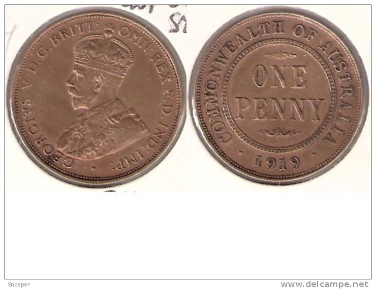 *australia,1 Penny 1919 Dot Below Botem Scroll ,km 23,  Vf+ Look !!!!!!! * - Penny
