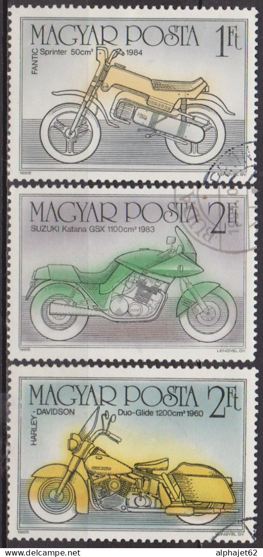 HONGRIE - 1986 - Centenaire De La Motocyclette - Fantic 1984, Suzuki 1983 - Harley Davidson - N° 3016-3017-3018 - Usado