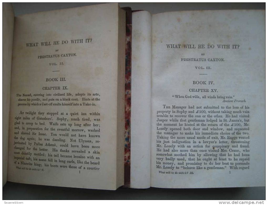 GB.- Book - What Will He Do With It.  By Pisistratus Caxton. - Sir Edward Bulwer Lytton, Bart - 5 Scans - 1850-1899