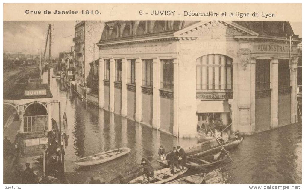 CPA (91)  JUVISY S/ ORGE  / Débarcadère Et La Ligne De Lyon / Crue De Janvier 1910 - - Juvisy-sur-Orge