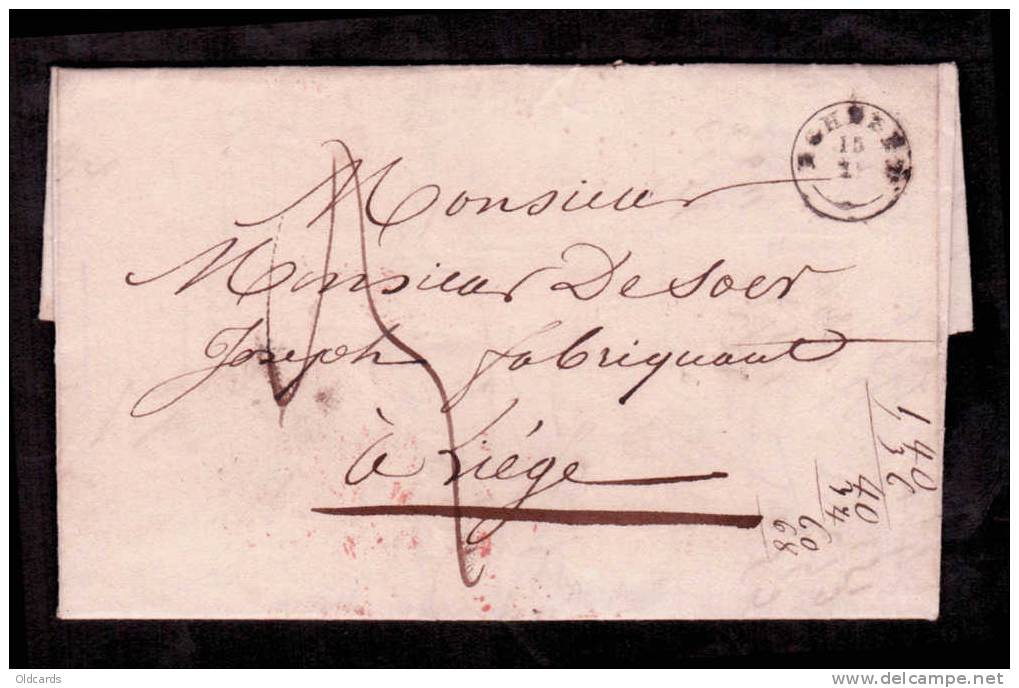 Lettre Avec T18 "EGHEZEE/15x1" Rare Type En 1836. - 1830-1849 (Belgica Independiente)