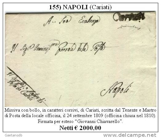 Cariati-00155 - Piego (con Testo) Del 24 Agosto 1809 - Firma Estesa Del Perito "Giovanni Chiavarello" - - 1. ...-1850 Prefilatelia