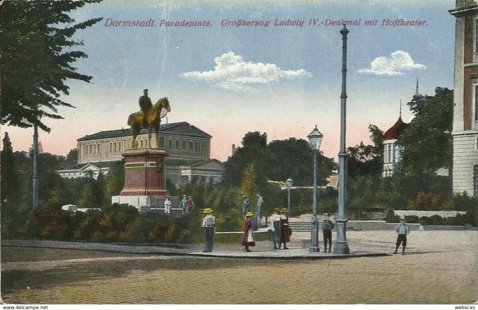 AK Darmstadt Paradeplatz Denkmal Color 1918 FP #28 - Darmstadt