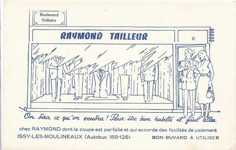 BU 428/ BUVARD     TAILLEUR  RAYMOND  ISSY LES MOULINEAUX - Textile & Vestimentaire