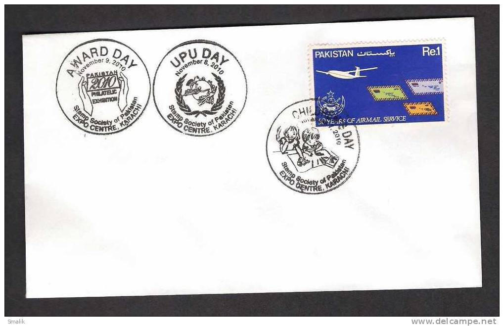 3 Days Stamp Exhibition Pakistan2010, Special Postmark On Cover With Airmail Stamp - Pakistan