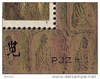 Expo Bangkok 1995 China 2496AD, bloc 63I + No.** 40€ overprint in gold on skulptur in cave-tempel of the Longmen-ravine