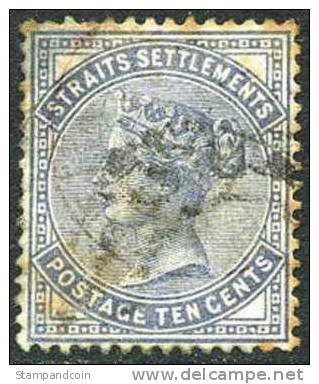 Straights Settlements #39 Used 10c Victoria From 1882 - Straits Settlements