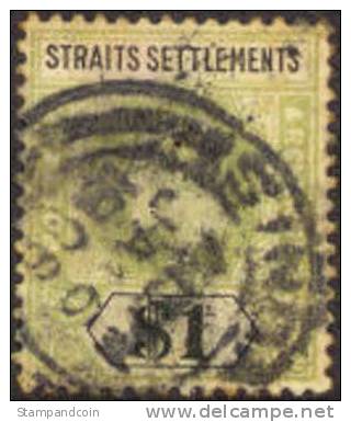 Straights Settlements #123 Used $1 Green & Black From 1904 - Straits Settlements