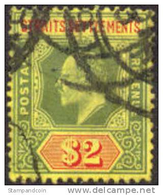 Straights Settlements #126 Used $2 Green & Red, Yellow From 1909 - Straits Settlements