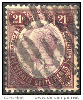 Straights Settlements #160 Used 21c Violet & Red Violet From 1912 - Straits Settlements