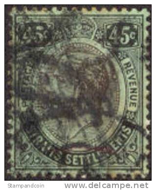 Straights Settlements #163 Used 45c Black, Blue Green, Olive Black From 1914 - Straits Settlements